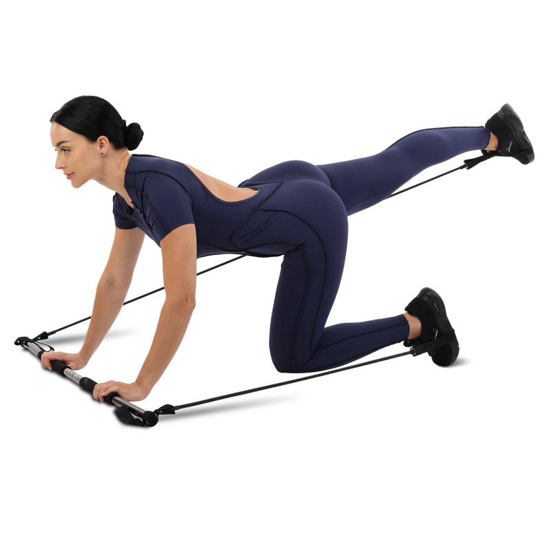 Палка гимнастическая с эспандерами Gym Stick для фитнеса SP-Sport FI-4412 1,3м чорний