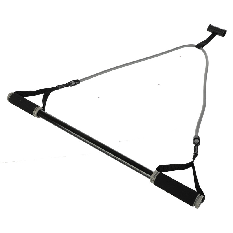 Палка гімнастична з еспандерами та кріпленням на двері DOOR GYM SET PRO-SUPRA FI-501A l-74-125см чорний-сірий