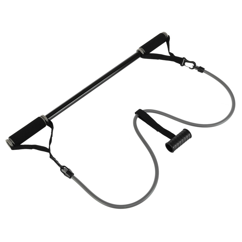 Палка гімнастична з еспандерами та кріпленням на двері DOOR GYM SET PRO-SUPRA FI-501A l-74-125см чорний-сірий