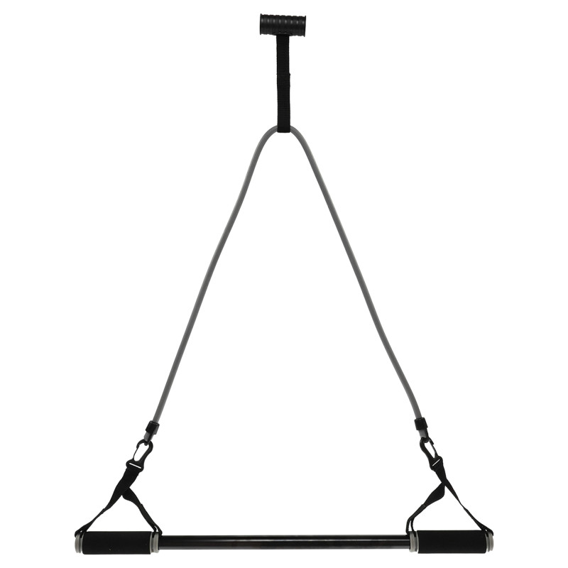 Палка гімнастична з еспандерами та кріпленням на двері DOOR GYM SET PRO-SUPRA FI-501A l-74-125см чорний-сірий