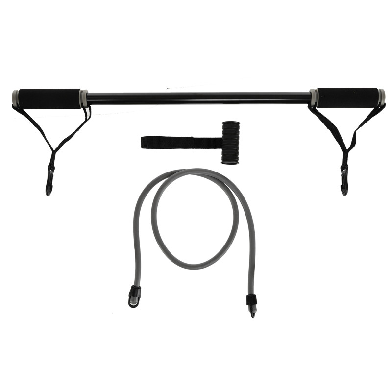 Палка гімнастична з еспандерами та кріпленням на двері DOOR GYM SET PRO-SUPRA FI-501A l-74-125см чорний-сірий