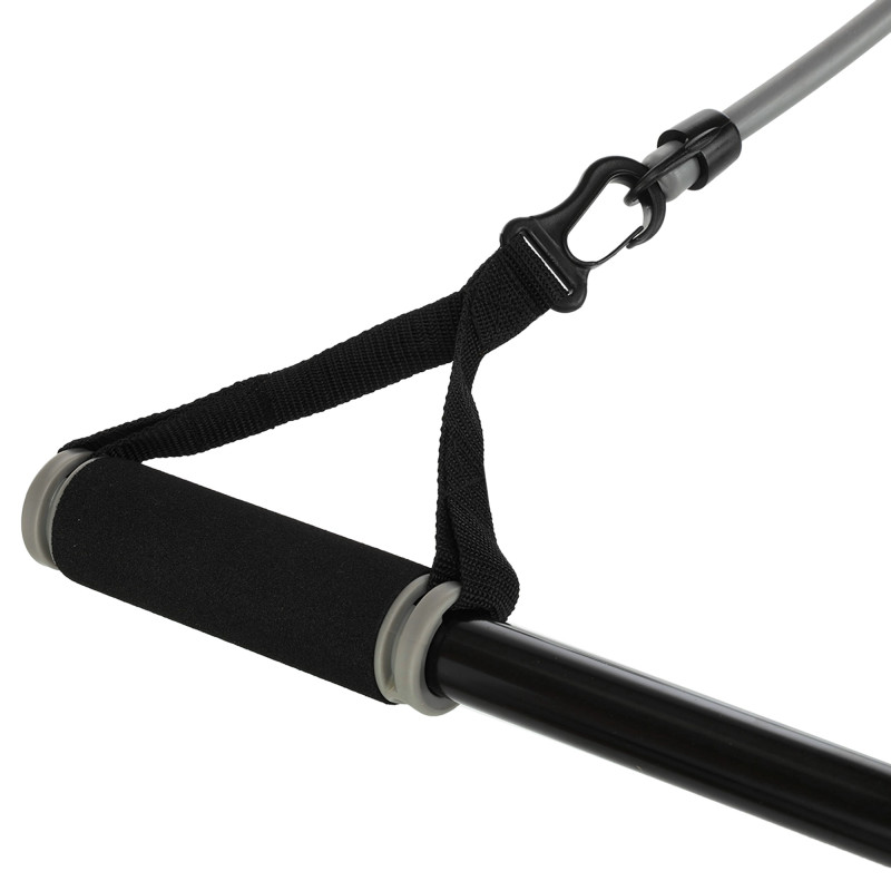 Палка гімнастична з еспандерами та кріпленням на двері DOOR GYM SET PRO-SUPRA FI-501A l-74-125см чорний-сірий