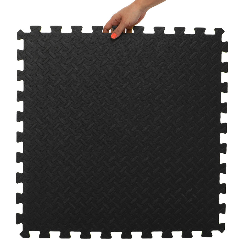 Килимок-пазл мат спортивний для фітнесу та спортінвентарю GYM MAT FI-5115 Zelart 4деталі 62х62х1,2см в наборі чорний