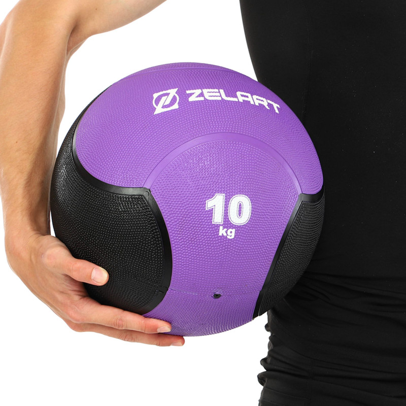 Медбол м'яч медичний Medicine Ball Zelart FI-5121-10 10кг фіолетовий-чорний