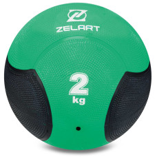 Медбол м'яч медичний Medicine Ball Zelart FI-5121-2 2кг зелений-чорний