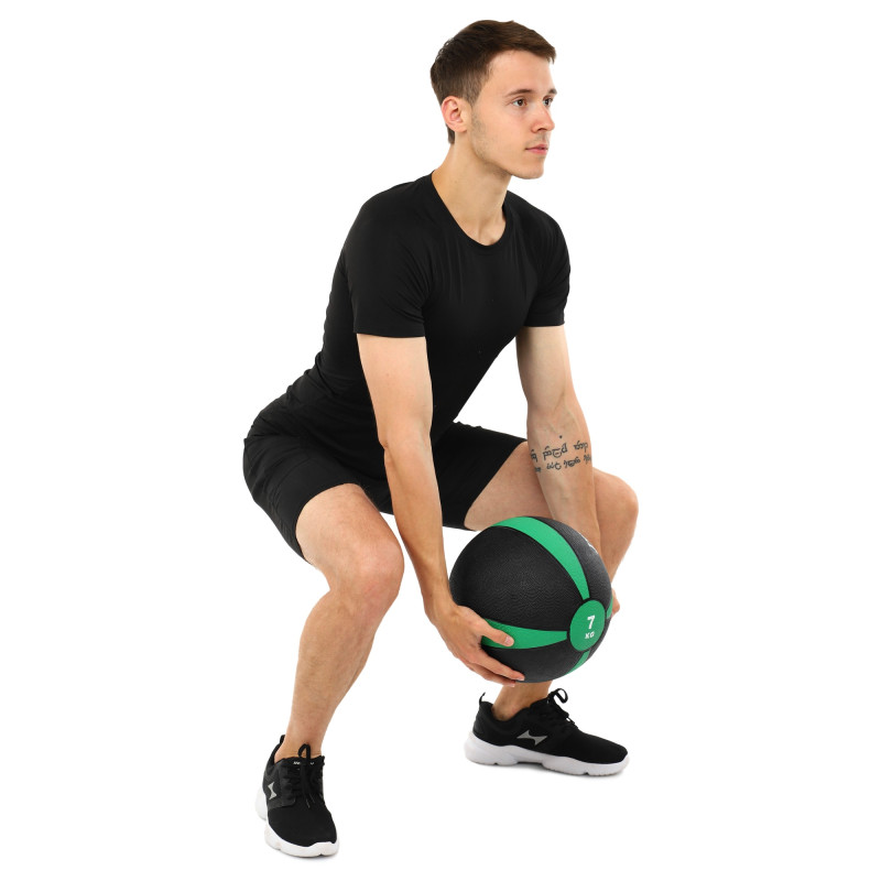 Медбол м'яч медичний Medicine Ball Zelart FI-5122-7 7кг сірий-зелений