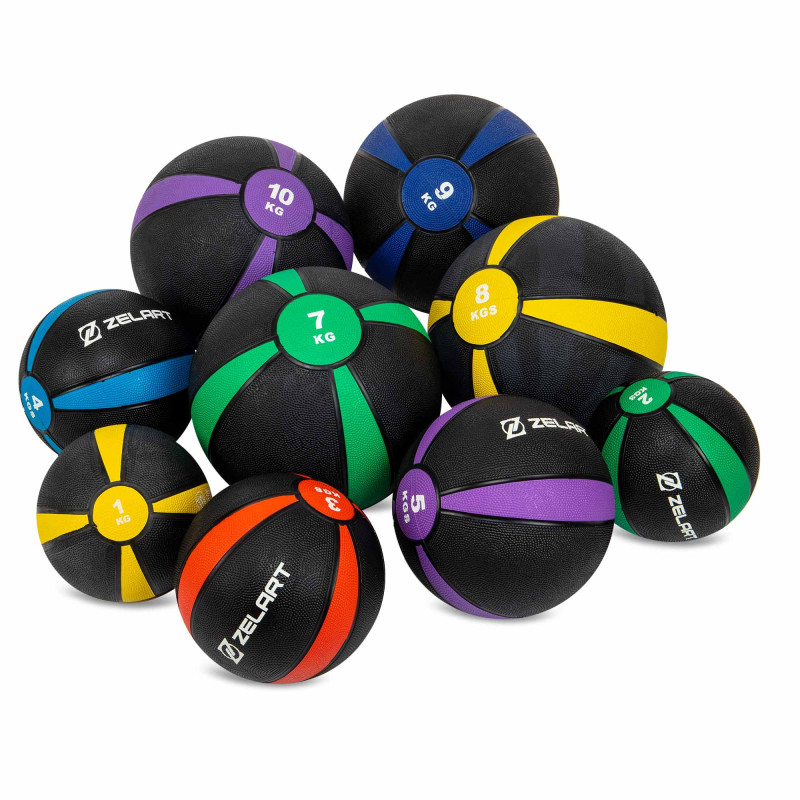 Медбол м'яч медичний Medicine Ball Zelart FI-5122-7 7кг сірий-зелений