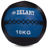 М'яч набивний медичний для кросфіту WALL BALL Zelart FI-5168-10 10кг чорний-синій