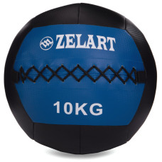 М'яч набивний медичний для кросфіту WALL BALL Zelart FI-5168-10 10кг чорний-синій
