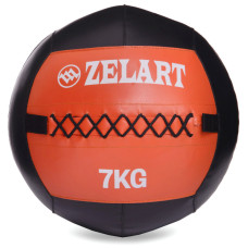 М'яч набивний медичний для кросфіту WALL BALL Zelart FI-5168-7 7кг чорний-помаранчевий