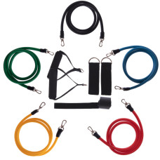 Еспандер багатофункціональний для фітнесу 5 джгутів Power Bands SP-Sport FI-5955 120см в чехле різнокольоровий
