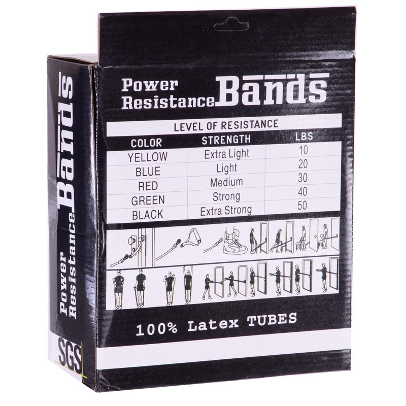 Еспандер багатофункціональний для фітнесу 5 джгутів Power Bands SP-Sport FI-5955 120см в чехле різнокольоровий