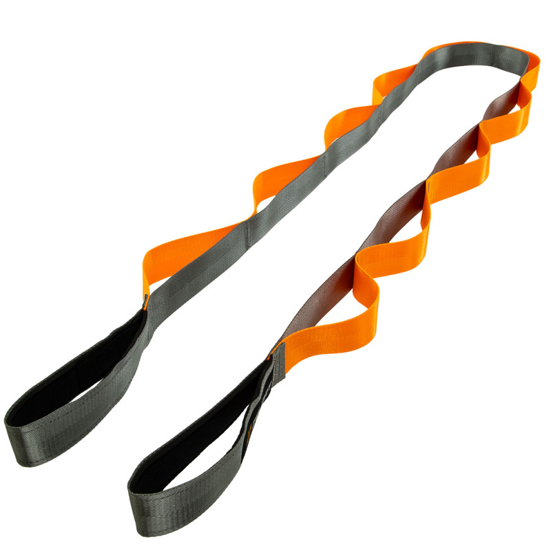 Стрічка стропа з петлями для розтяжки Stretch Strap Zelart FI-6666 10 петель сірий-помаранчевий