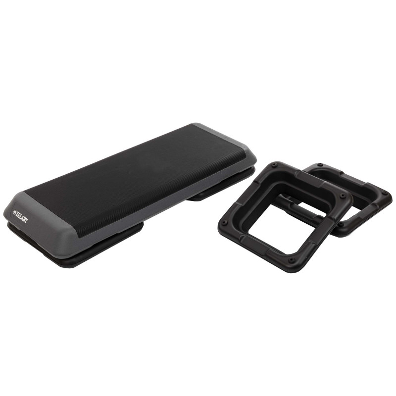 Степ-платформа для фітнесу та аеробіки 3 рівня висоти Zelart FI-6772 110x41x20см чорний-сірий