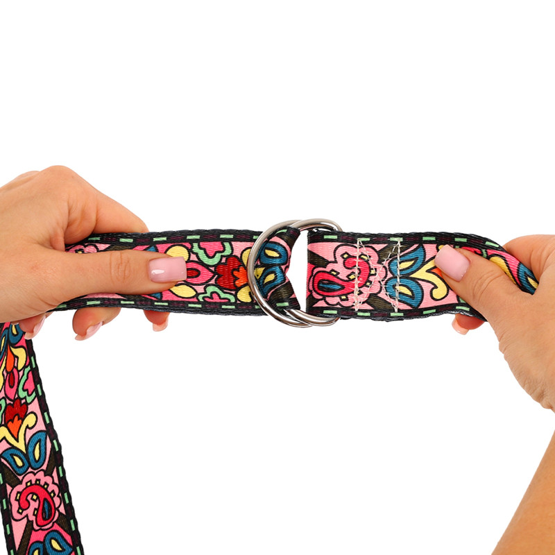 Ремінь для йоги з кільцями SP-Sport FI-6975-13 183x3,8см рожевий-жовтий