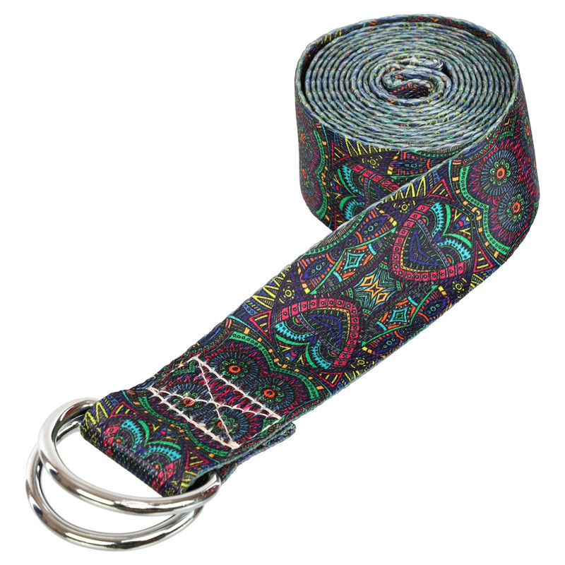 Ремінь для йоги з кільцями SP-Sport FI-6975-4 183x3,8см зелений-рожевий