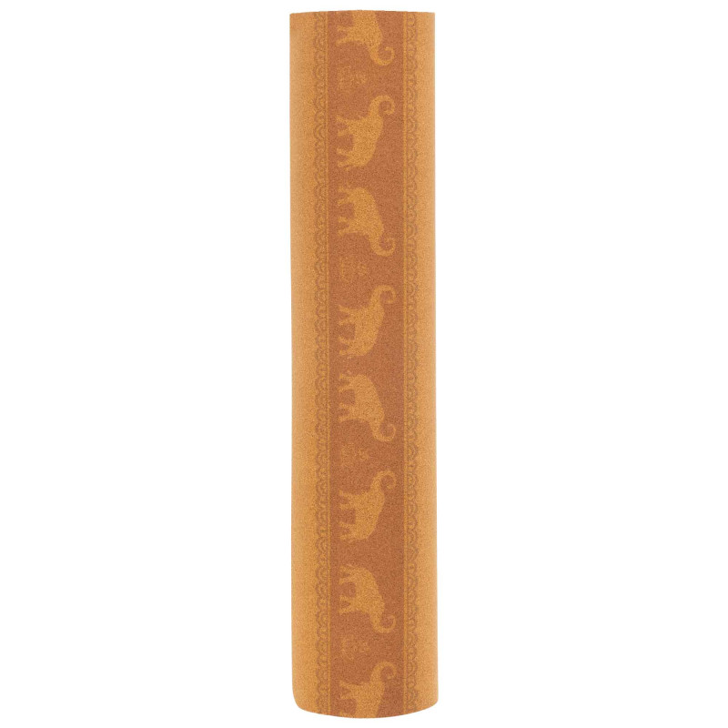 Килимок для йоги Пробковий каучуковий двошаровий Yoga mat Record FI-7156-1 183x61мx0.4cм з принтом Марш Слонів коричневий