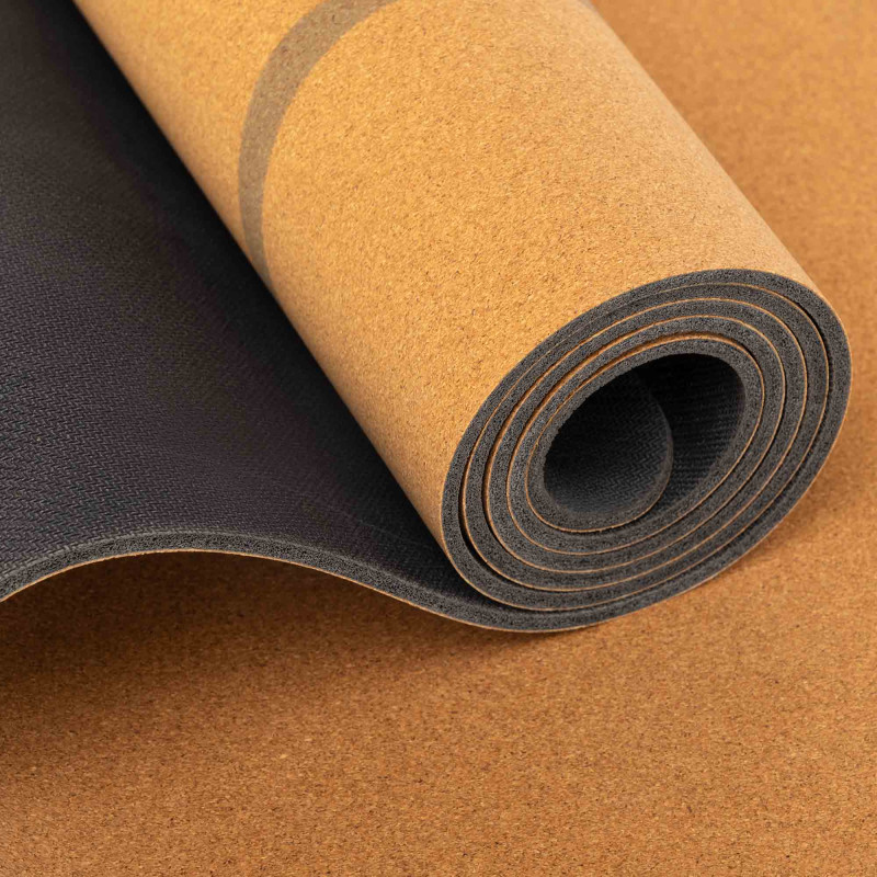 Килимок для йоги Пробковий каучуковий двошаровий Yoga mat Record FI-7156-10 183x61мx0.4cм коричневий