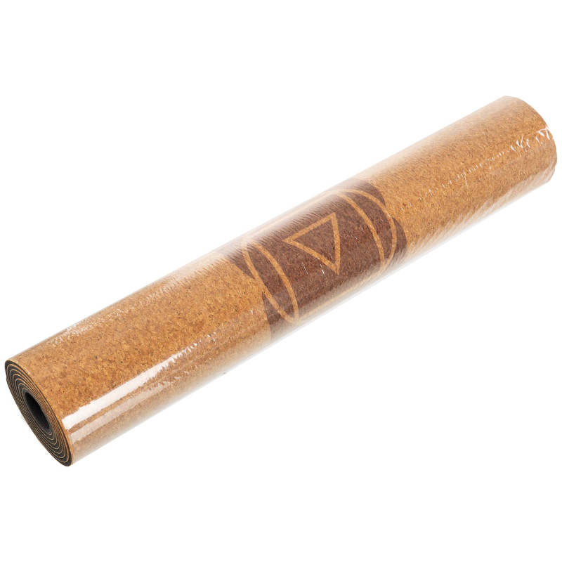 Килимок для йоги Пробковий каучуковий двошаровий Yoga mat Record FI-7156-2 183x61мx0.4cм з принтом Чакри коричневий