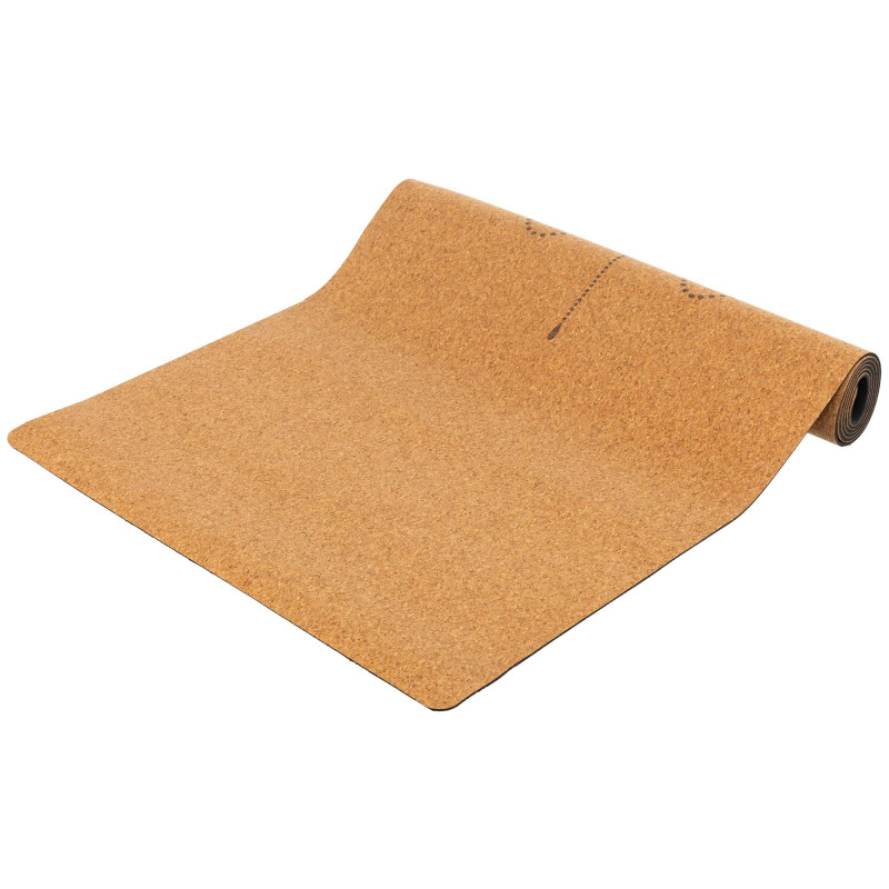 Килимок для йоги Пробковий каучуковий двошаровий Yoga mat Record FI-7156-6 183x61мx0.4cм з принтом Хамса коричневий