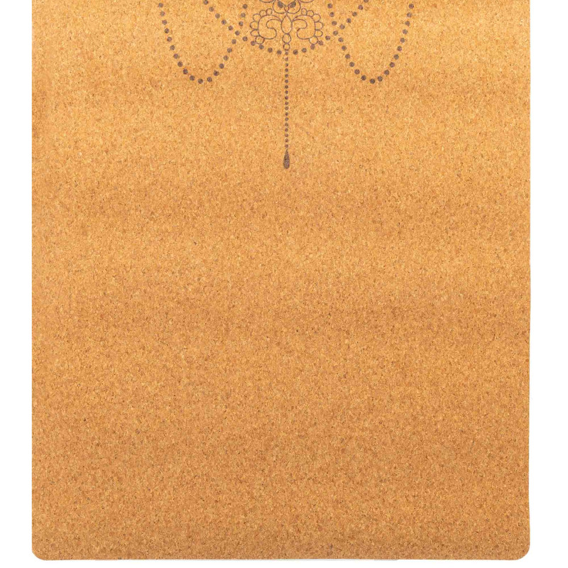 Килимок для йоги Пробковий каучуковий двошаровий Yoga mat Record FI-7156-6 183x61мx0.4cм з принтом Хамса коричневий