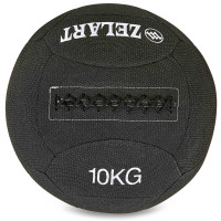 М'яч набивний медичний для кросфіту в кевларовій оболонці WALL BALL Zelart FI-7224-10 10кг чорний