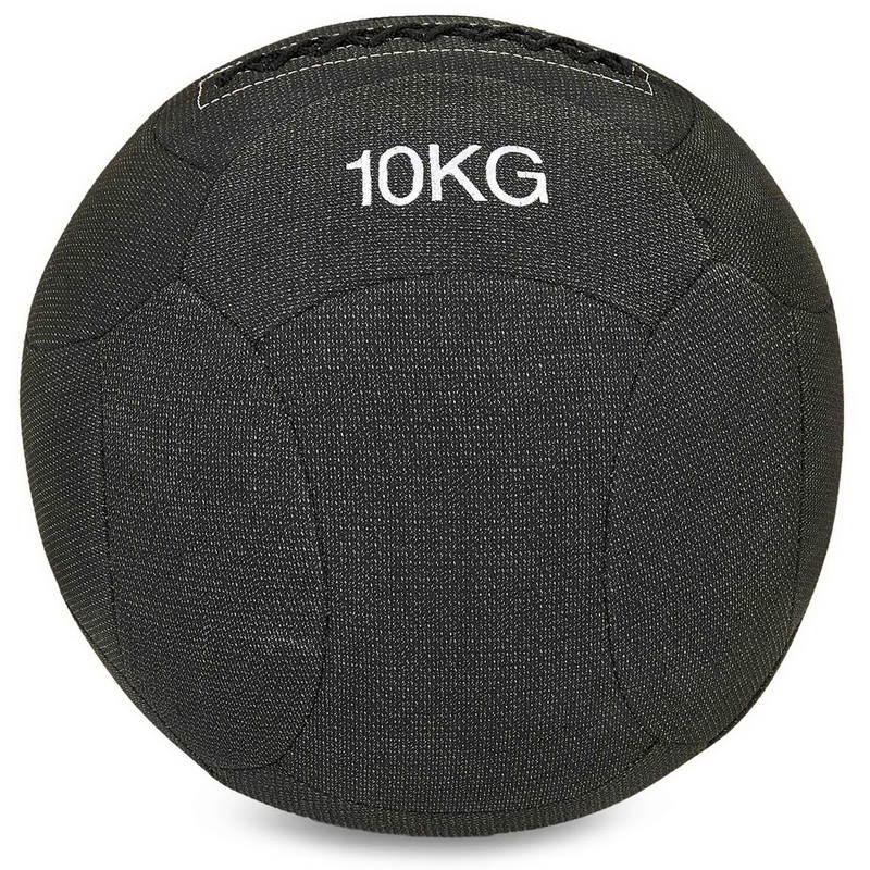 М'яч набивний медичний для кросфіту в кевларовій оболонці WALL BALL Zelart FI-7224-10 10кг чорний
