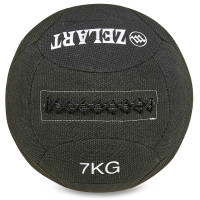 М'яч набивний медичний для кросфіту в кевларовій оболонці WALL BALL Zelart FI-7224-7 7кг чорний
