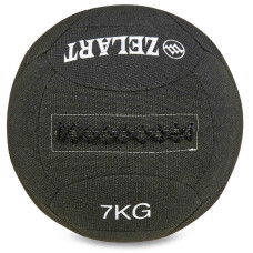 М'яч набивний медичний для кросфіту в кевларовій оболонці WALL BALL Zelart FI-7224-7 7кг чорний