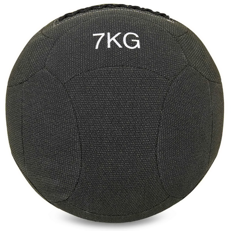 М'яч набивний медичний для кросфіту в кевларовій оболонці WALL BALL Zelart FI-7224-7 7кг чорний