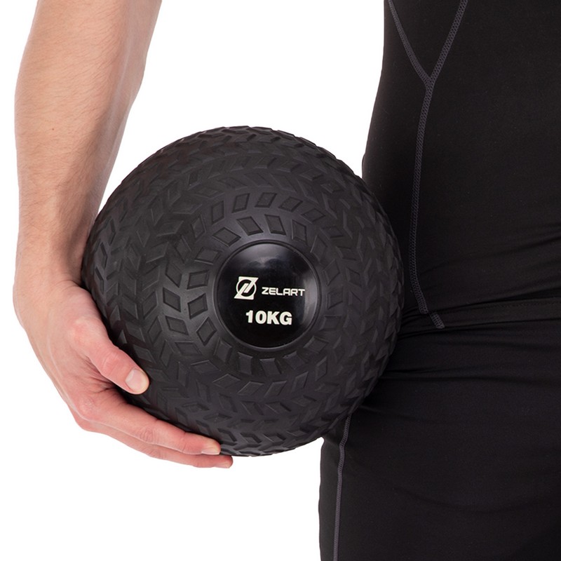 Слэмбол мяч набивной для кроссфита и фитнеса Slam Ball Zelart FI-7474-10 10кг чорний