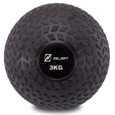 Слэмбол мяч набивной для кроссфита и фитнеса Slam Ball Zelart FI-7474-3 3кг чорний