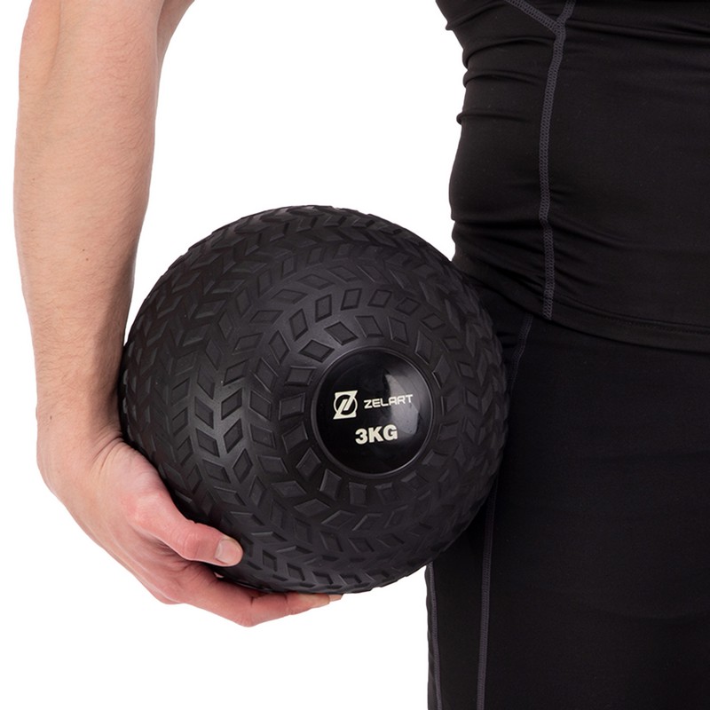 Слэмбол мяч набивной для кроссфита и фитнеса Slam Ball Zelart FI-7474-3 3кг чорний