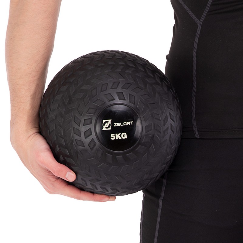 Слэмбол мяч набивной для кроссфита и фитнеса Slam Ball Zelart FI-7474-5 5кг чорний