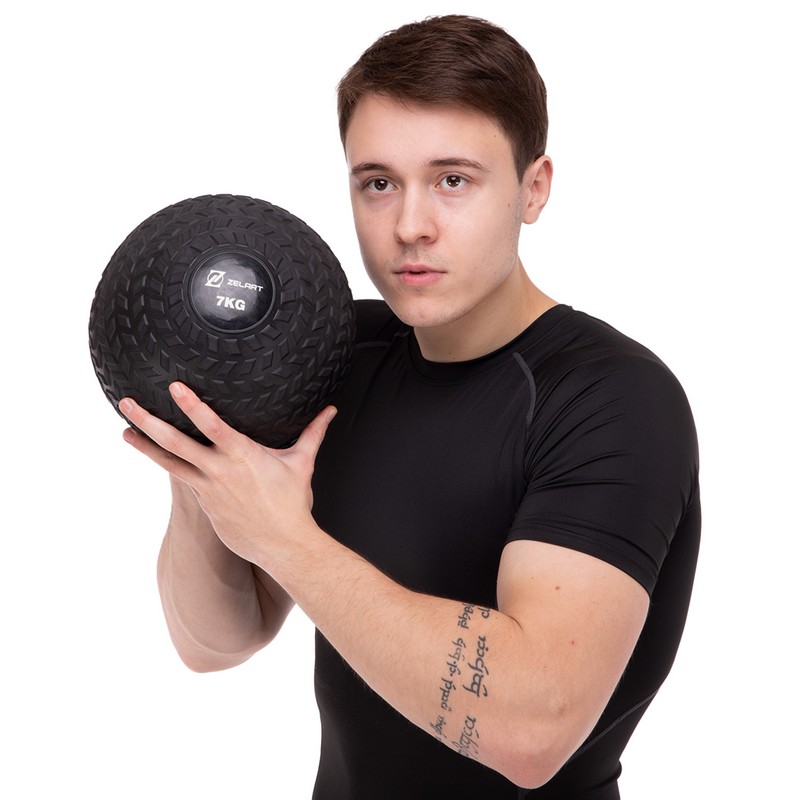 Слэмбол мяч набивной для кроссфита и фитнеса Slam Ball Zelart FI-7474-7 7кг чорний