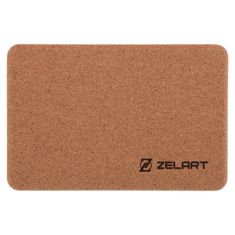 Блок для йоги пробковий Zelart FI-7850-3 коричневий