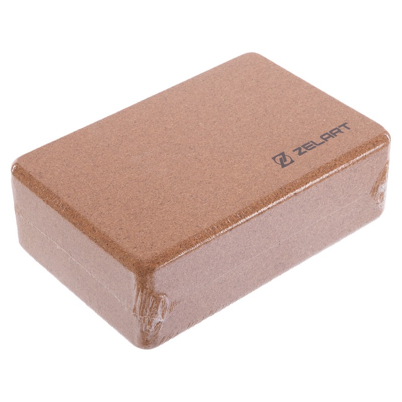 Блок для йоги пробковий Zelart FI-7850-3 коричневий