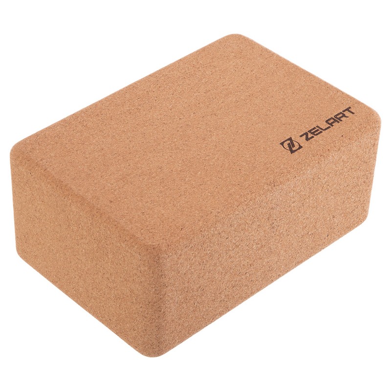 Блок для йоги пробковий Zelart FI-7850-4 світло-коричневий