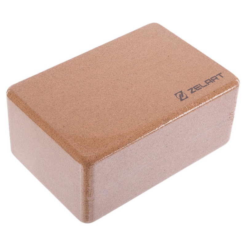 Блок для йоги пробковий Zelart FI-7850-4 світло-коричневий