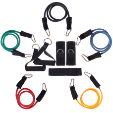 Еспандер багатофункціональний для фітнесу 5 джгутів Resistance Band SP-Sport FI-801 у чохлі різнокольоровий