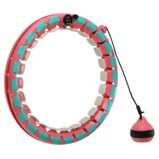Обруч для схуднення регульований масажний з обтяжувачем Smart Hula Hoop Zelart FI-9659 бірюзовий-рожевий