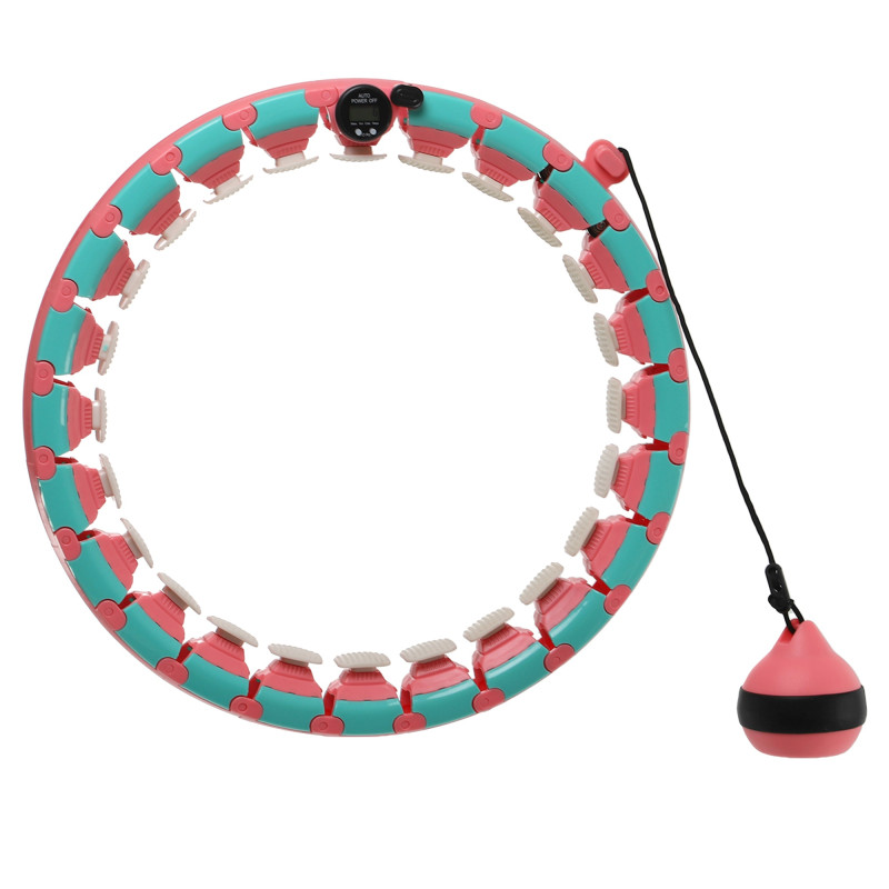 Обруч для схуднення регульований масажний з обтяжувачем Smart Hula Hoop Zelart FI-9659 бірюзовий-рожевий