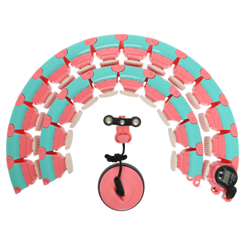 Обруч для схуднення регульований масажний з обтяжувачем Smart Hula Hoop Zelart FI-9659 бірюзовий-рожевий