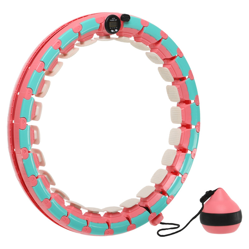 Обруч для схуднення регульований масажний з обтяжувачем Smart Hula Hoop Zelart FI-9659 бірюзовий-рожевий
