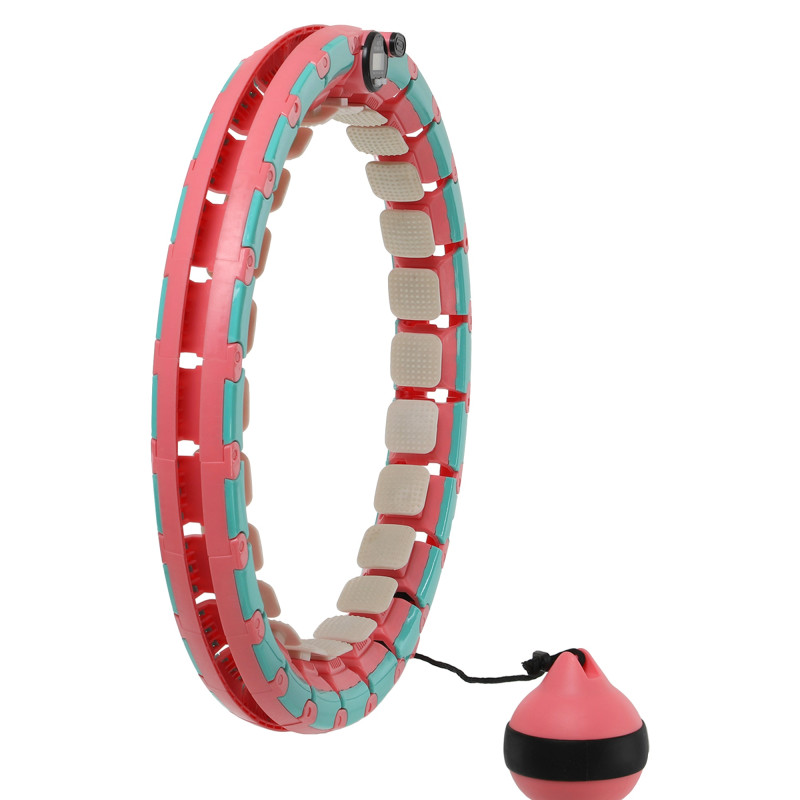Обруч для схуднення регульований масажний з обтяжувачем Smart Hula Hoop Zelart FI-9659 бірюзовий-рожевий