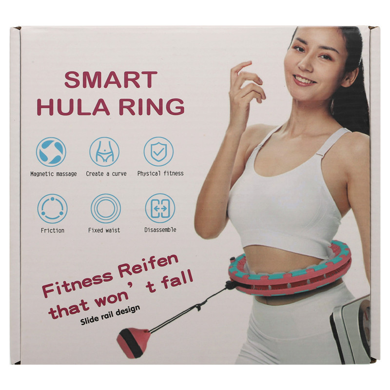 Обруч для схуднення регульований масажний з обтяжувачем Smart Hula Hoop Zelart FI-9659 бірюзовий-рожевий