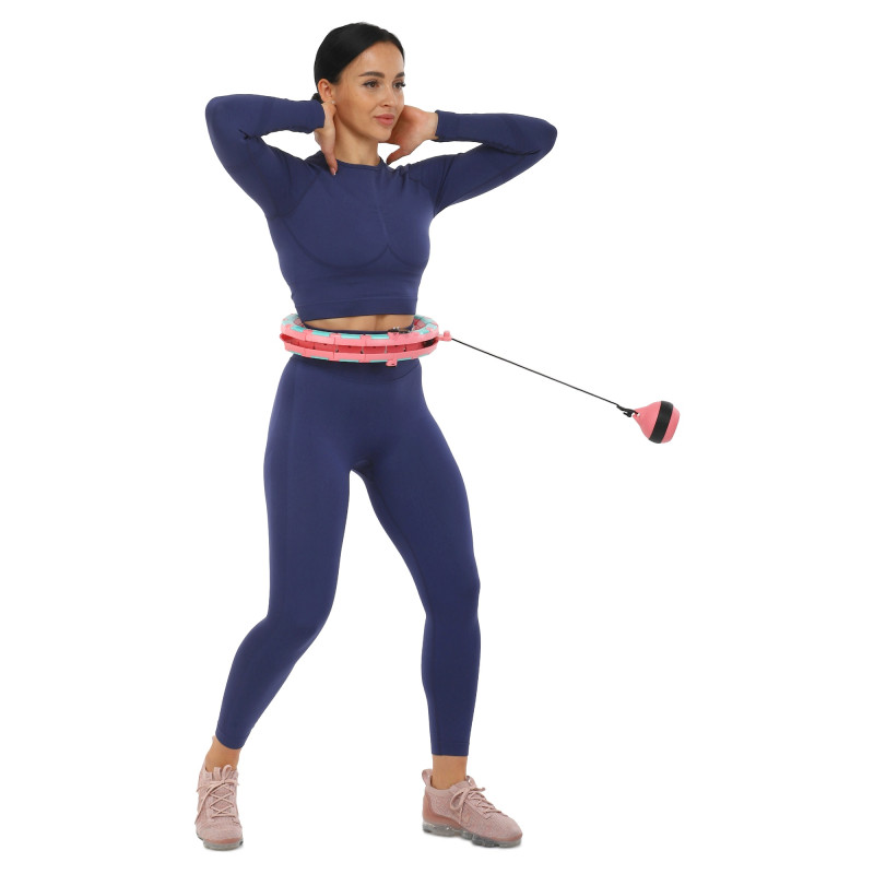 Обруч для схуднення регульований масажний з обтяжувачем Smart Hula Hoop Zelart FI-9659 бірюзовий-рожевий