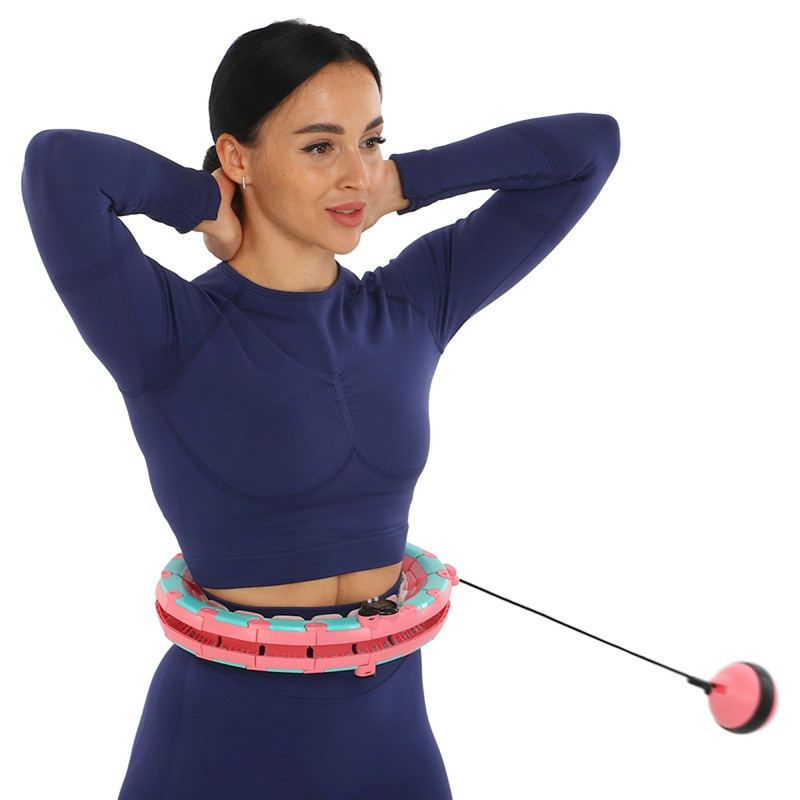 Обруч для схуднення регульований масажний з обтяжувачем Smart Hula Hoop Zelart FI-9659 бірюзовий-рожевий