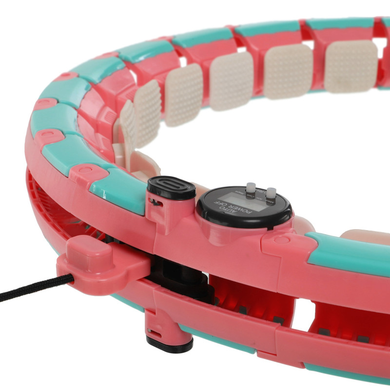 Обруч для схуднення регульований масажний з обтяжувачем Smart Hula Hoop Zelart FI-9659 бірюзовий-рожевий