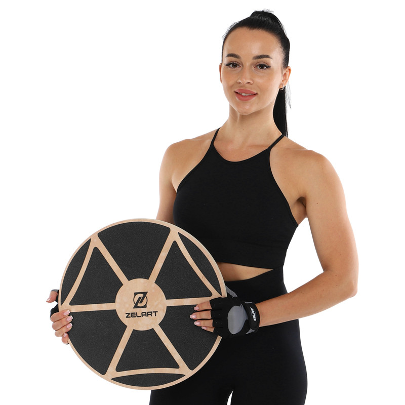 Диск балансувальний балансборд дерев'яний WOOD BALANCE BOARD Zelart FI-9665 39x7,5см чорний